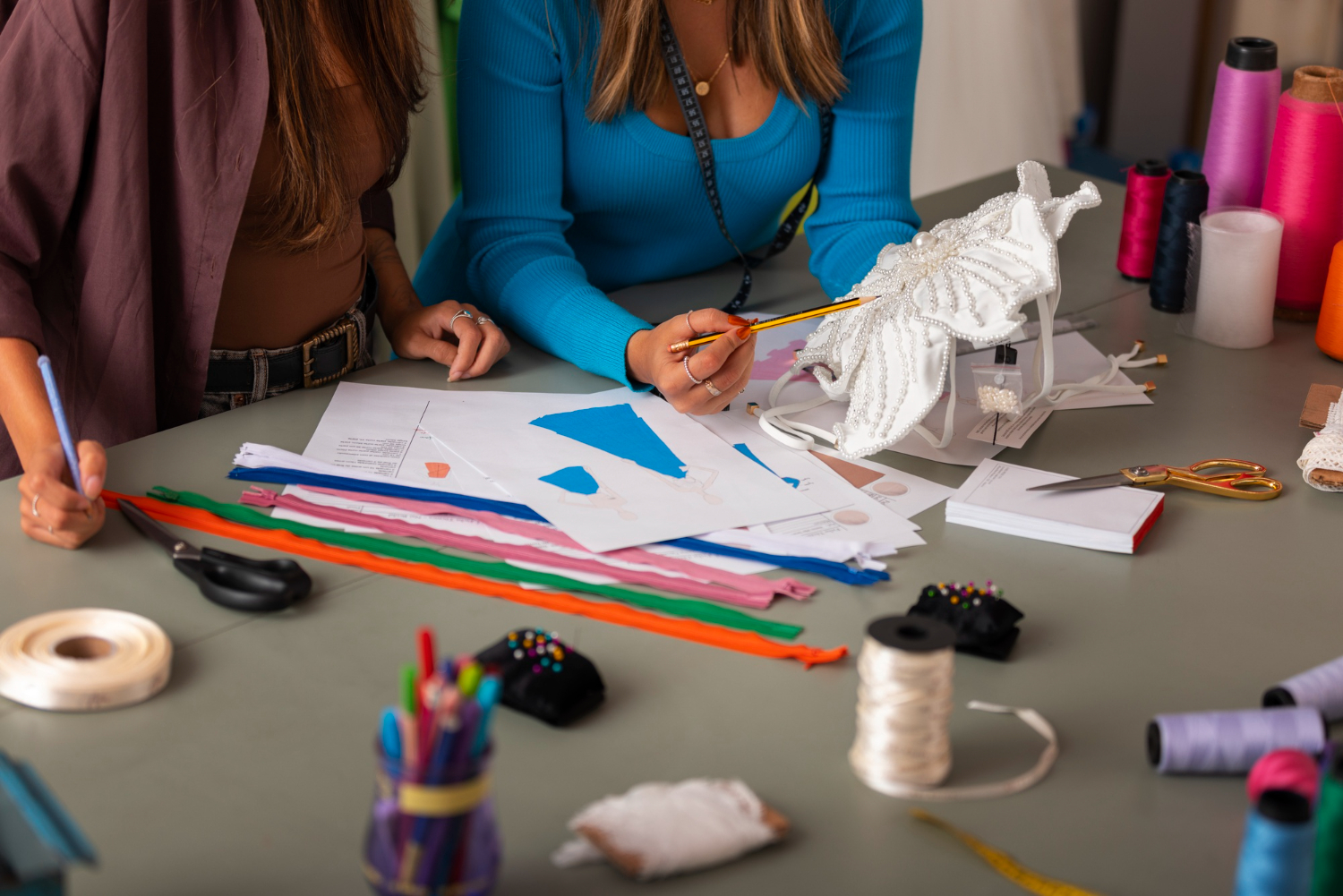 Fashion designer sketching